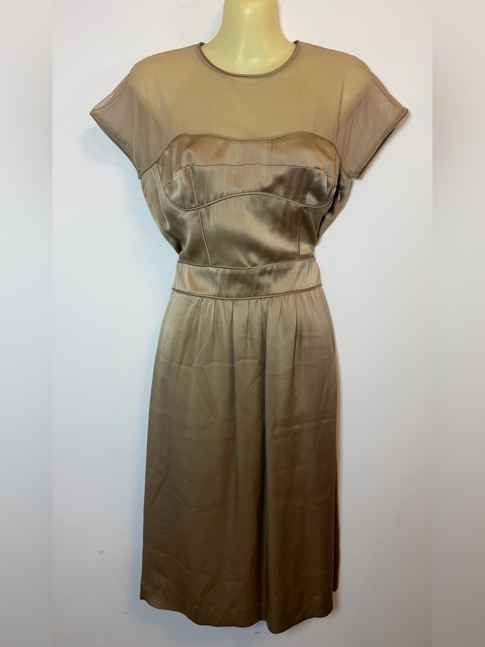 Burberry Prorsum Silk Midi Dress - Tan